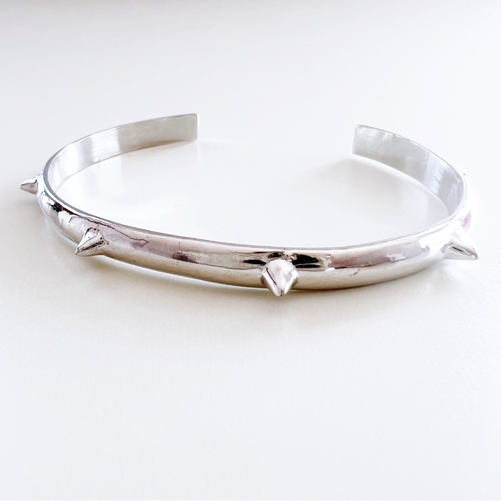 Alibi Jewelry Sterling Silver Cuff Bracelet, Delicate Spiked Layering Bracelet